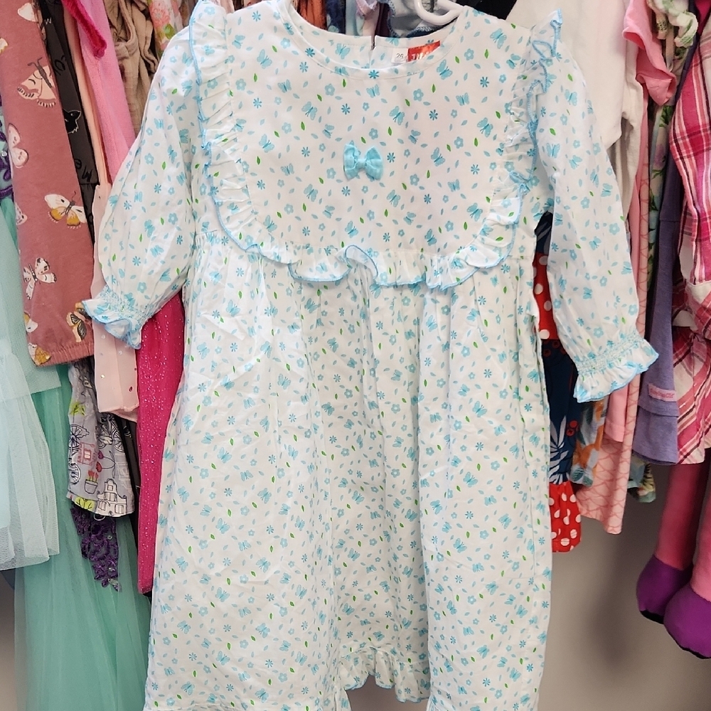 JILAX INDIA Floral Blue Kids Casual Dress - Picture 11 of 11